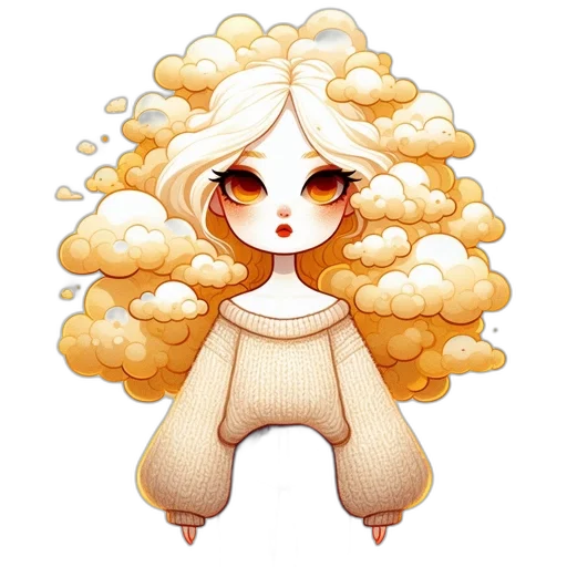 hair, creature, dress, staff, pixel art, fantasy art, concept art, watercolor transparent PNG cut-out