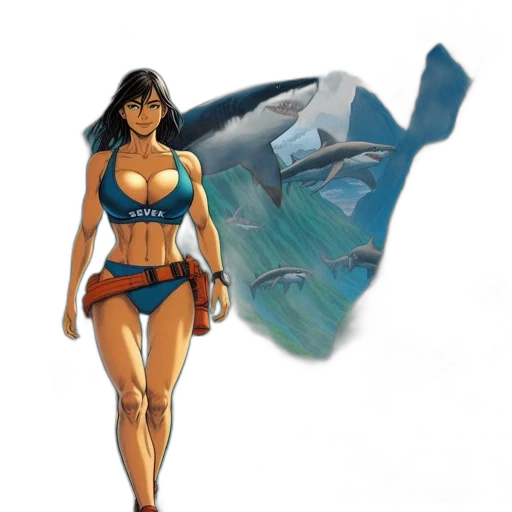 concept art, fantasy art, comic book art, 3d render, underwater, beach, outer space, blue transparent PNG cut-out