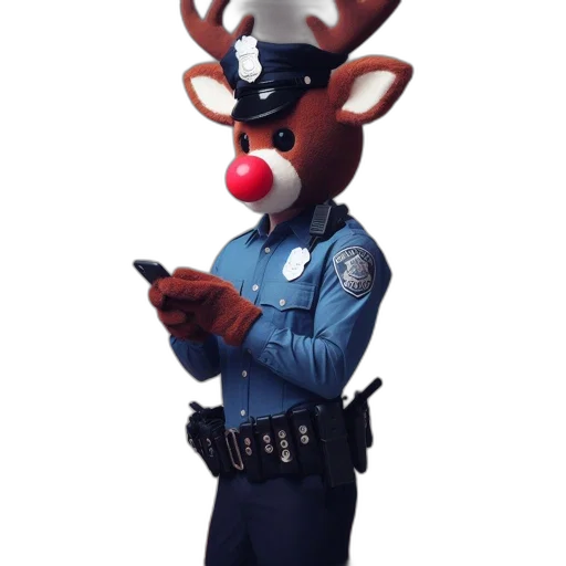staff, mask, animal, hat, concept art, 3d render, reindeer-headed, police transparent PNG cut-out