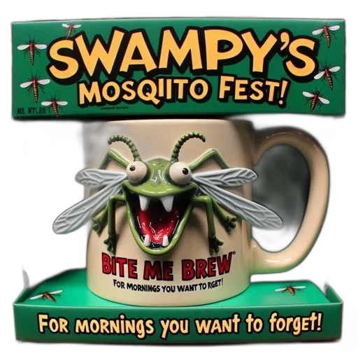 oversized, mosquito-shaped, coffee, mug, named, swampy, mosquito, fest transparent PNG cut-out