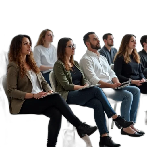 staff, furniture, jacket, 3d render, group, people, seated, room transparent PNG cut-out