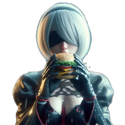jacket, food, face, robot, 3d render, cyberpunk, concept art, anime transparent PNG cut-out