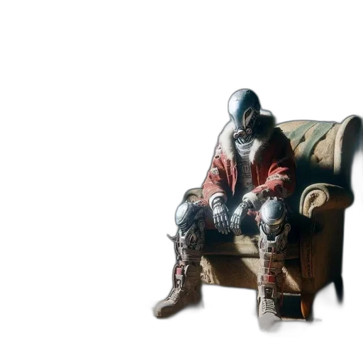 jacket, furniture, mask, robot, concept art, 3d render, photorealistic, watercolor transparent PNG cut-out