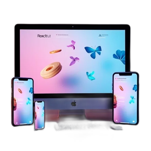 furniture, vaporwave, 3d render, pastel transparent PNG cut-out