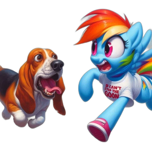 concept art, two, animated, characters, moving, basset, hound, excited transparent PNG cut-out