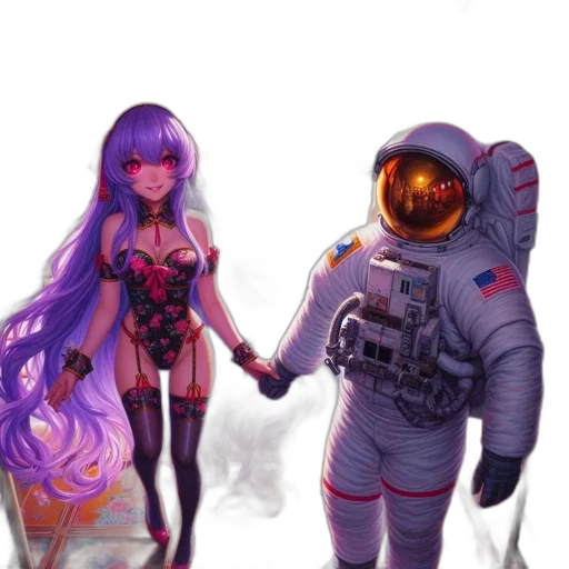 robot, dress, concept art, fantasy art, pixel art, cyberpunk, outer space, underwater transparent PNG cut-out