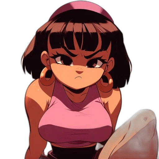 face, dress, hat, weapon, anime, vaporwave, cartoon, concept art transparent PNG cut-out