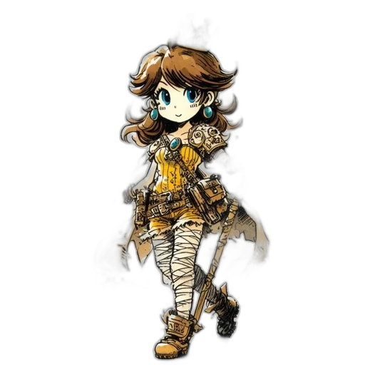 dress, staff, weapon, jacket, pixel art, fantasy art, concept art, anime transparent PNG cut-out