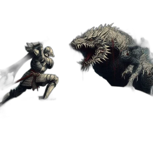 creature, dragon, animal, concept art, fantasy art, comic book art, 3d render, knight transparent PNG cut-out