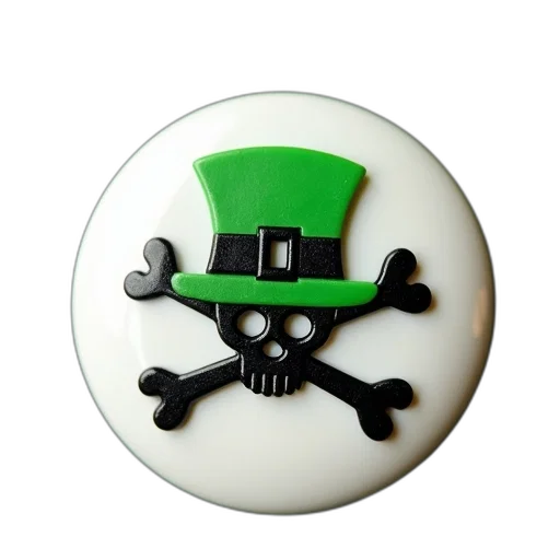 green, white, button, shamrock, design, top, black, skull transparent PNG cut-out