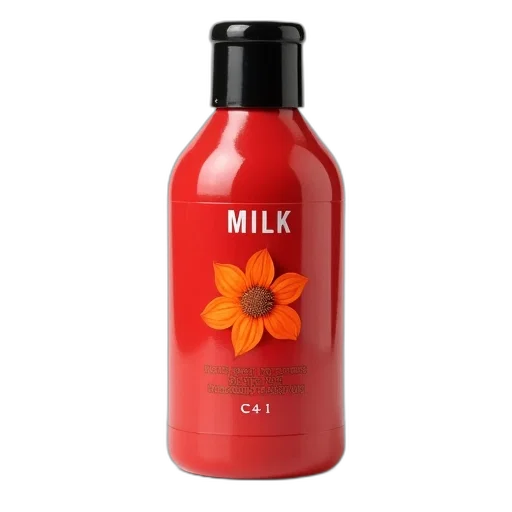 bottle, food, flower, red, milk, brand, paint, label transparent PNG cut-out
