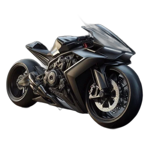 3d render, photorealistic, concept art, sleek, futuristic, motorcycle, high-performance, features transparent PNG cut-out