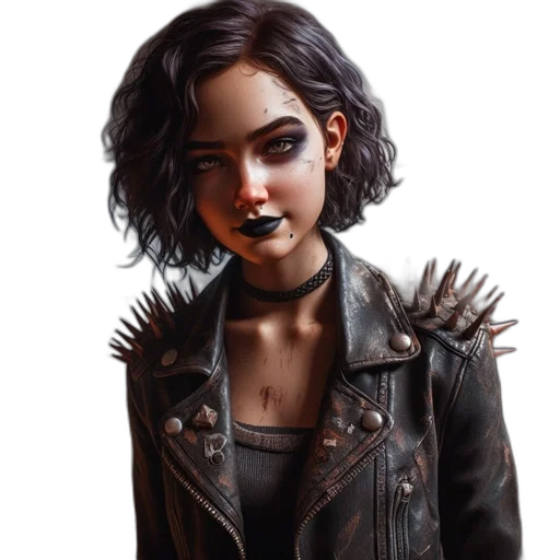 jacket, face, concept art, fantasy art, cyberpunk, comic book art, neon lights, dark transparent PNG cut-out