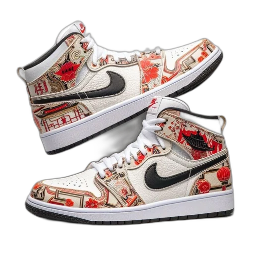 shoes, two, nike, air, jordan, mid, sneakers, intricate transparent PNG cut-out