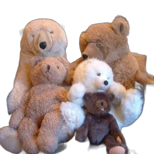 furniture, staff, 3d render, earth tones, group, stuffed, bears, sitting transparent PNG cut-out