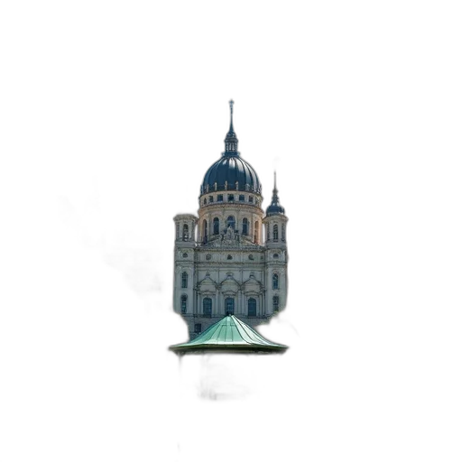 building, umbrella, crown, hat, pixel art, concept art, 3d render, photorealistic transparent PNG cut-out