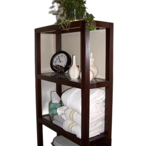 furniture, staff, 3d render, earth tones, wooden, shelf, towels, vases transparent PNG cut-out