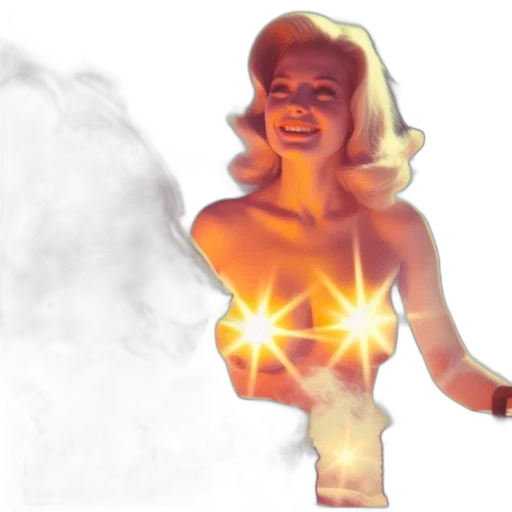concept art, comic book art, 3d render, photorealistic, fire, neon lights, woman, radiant transparent PNG cut-out