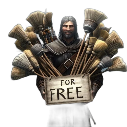 weapon, staff, 3d render, concept art, fantasy art, bearded, man, silver transparent PNG cut-out