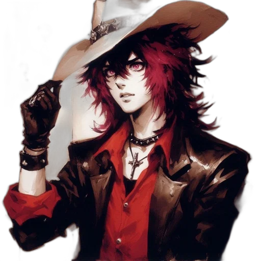 hat, jacket, staff, weapon, concept art, comic book art, fantasy art, cartoon transparent PNG cut-out