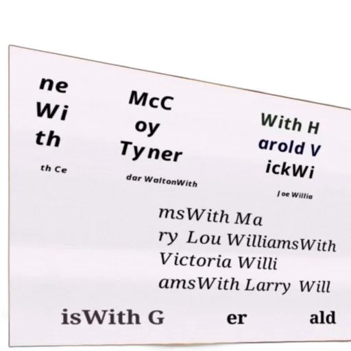 3d render, poster, various, names, listed, including, mccoy, tyner transparent PNG cut-out