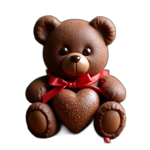 photorealistic, 3d render, chocolate, teddy, bear, festive, chocolates transparent PNG cut-out