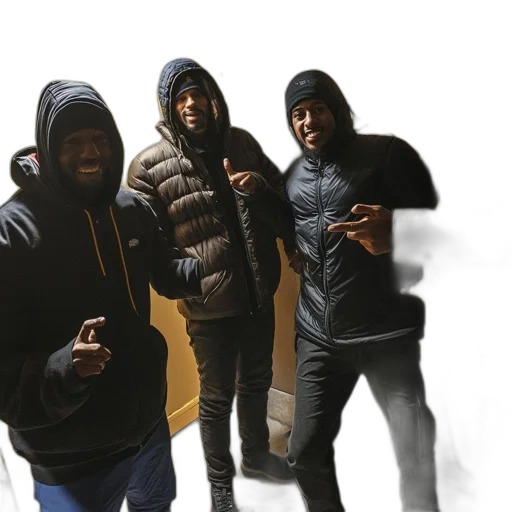 jacket, group, men, dressed, winter, wear, stand, dimly-lit transparent PNG cut-out