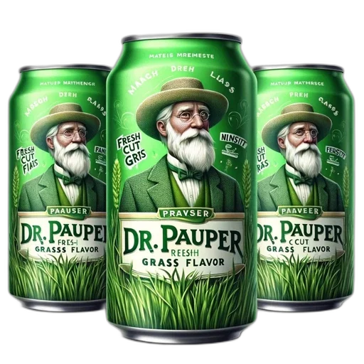 bottle, green, image, displays, rows, cans, featuring, bearded transparent PNG cut-out