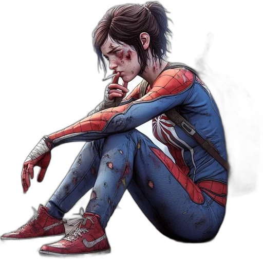 mask, comic book art, concept art, fantasy art, pixel art, young, woman, wears transparent PNG cut-out