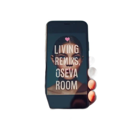 3d render, second, image, close-up, hand, holding, smartphone, distorted transparent PNG cut-out
