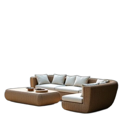 furniture, 3d render, photorealistic, earth tones, monochrome, garden, terrace transparent PNG cut-out