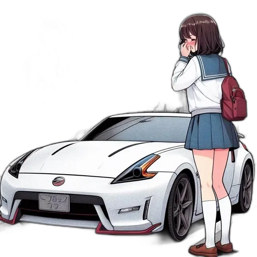 car, weapon, robot, jacket, anime, concept art, cartoon, vaporwave transparent PNG cut-out