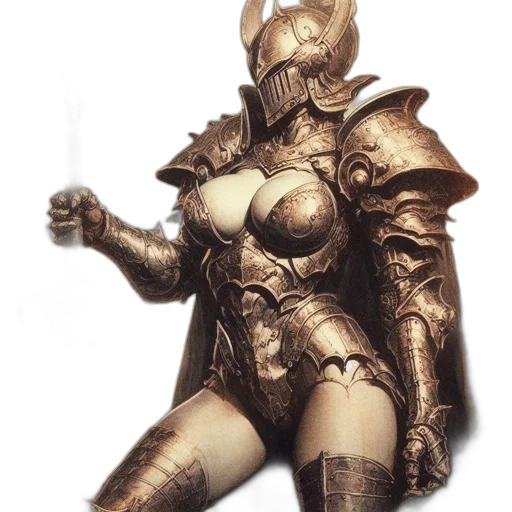 robot, dress, sword, weapon, concept art, 3d render, fantasy art, photorealistic transparent PNG cut-out