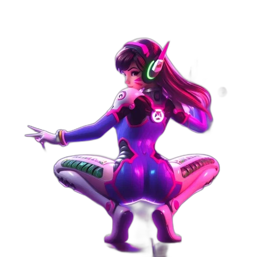 dress, robot, weapon, staff, concept art, 3d render, vaporwave, fantasy art transparent PNG cut-out