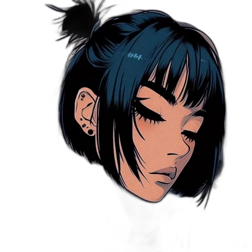 face, hair, mask, jewelry, comic book art, anime, concept art, cartoon transparent PNG cut-out