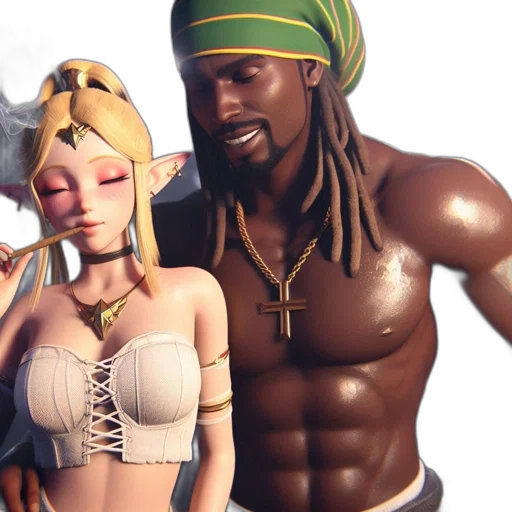 3d render, concept art, fantasy art, two, animated, characters, one, blonde-haired transparent PNG cut-out