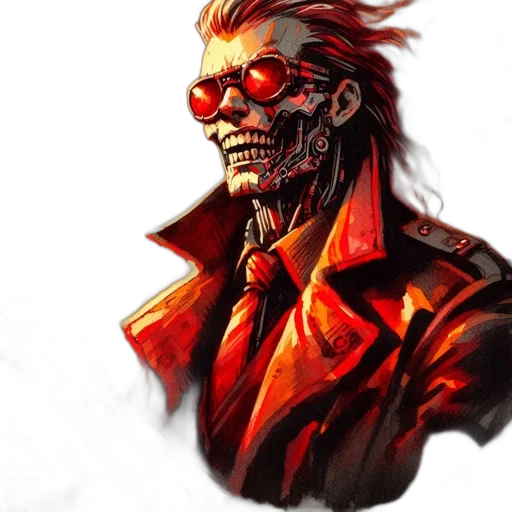 jacket, face, mask, concept art, comic book art, cyberpunk, pixel art, red transparent PNG cut-out