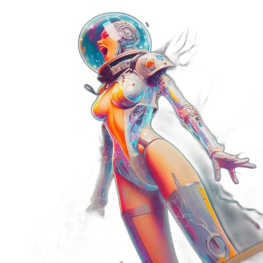 robot, sword, weapon, concept art, cyberpunk, fantasy art, comic book art, outer space transparent PNG cut-out