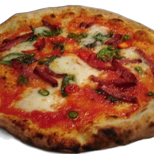 food, photorealistic, 3d render, pizza, cheese, pepperoni, green, peppers transparent PNG cut-out