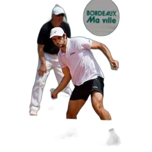 staff, photorealistic, man, white, shirt, black, shorts, playing transparent PNG cut-out