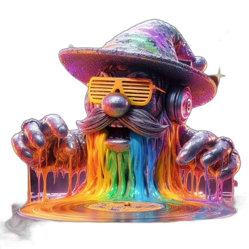 hat, mask, jacket, creature, concept art, 3d render, vaporwave, fire transparent PNG cut-out