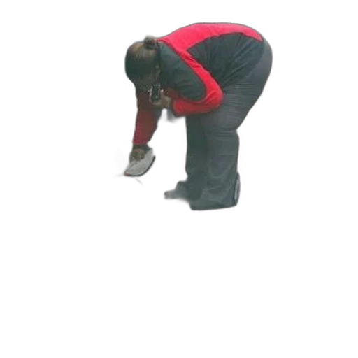 staff, shoes, jacket, robot, 3d render, person, red, bent transparent PNG cut-out