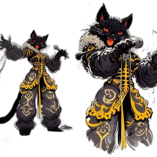 concept art, fantasy art, pixel art, monochrome, dark, golden, two, drawings transparent PNG cut-out