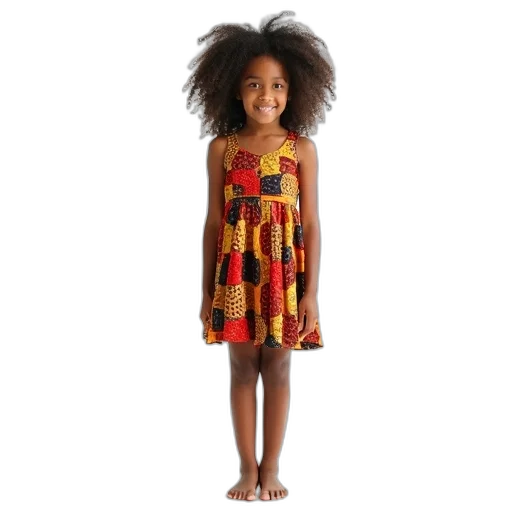 dress, hair, young, girl, standing, studio, plain, white transparent PNG cut-out
