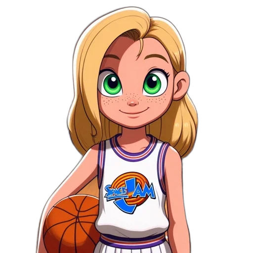 cartoon, pixel art, anime, fantasy art, young, female, basketball, player transparent PNG cut-out