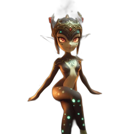 staff, mask, creature, dress, concept art, 3d render, fantasy art, pixel art transparent PNG cut-out