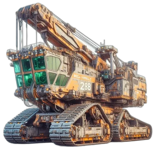 robot, weapon, car, 3d render, concept art, photorealistic, cyberpunk, orange transparent PNG cut-out