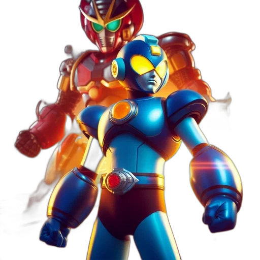 robot, concept art, 3d render, comic book art, outer space, blue, two, robots transparent PNG cut-out