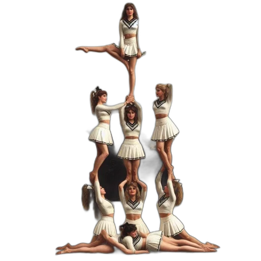 staff, crown, tree, dress, concept art, 3d render, group, cheerleaders transparent PNG cut-out