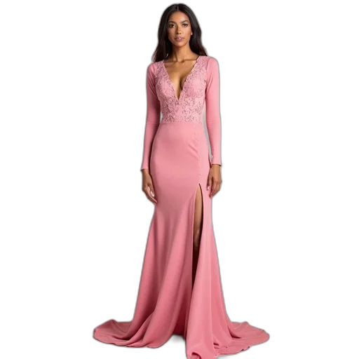 dress, woman, wearing, pink, fitted, bodice, flared, skirt transparent PNG cut-out